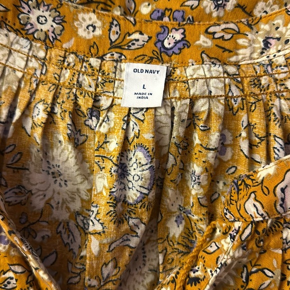 NWOT Old Navy yellow floral peasant split top blouse - Picture 3 of 10